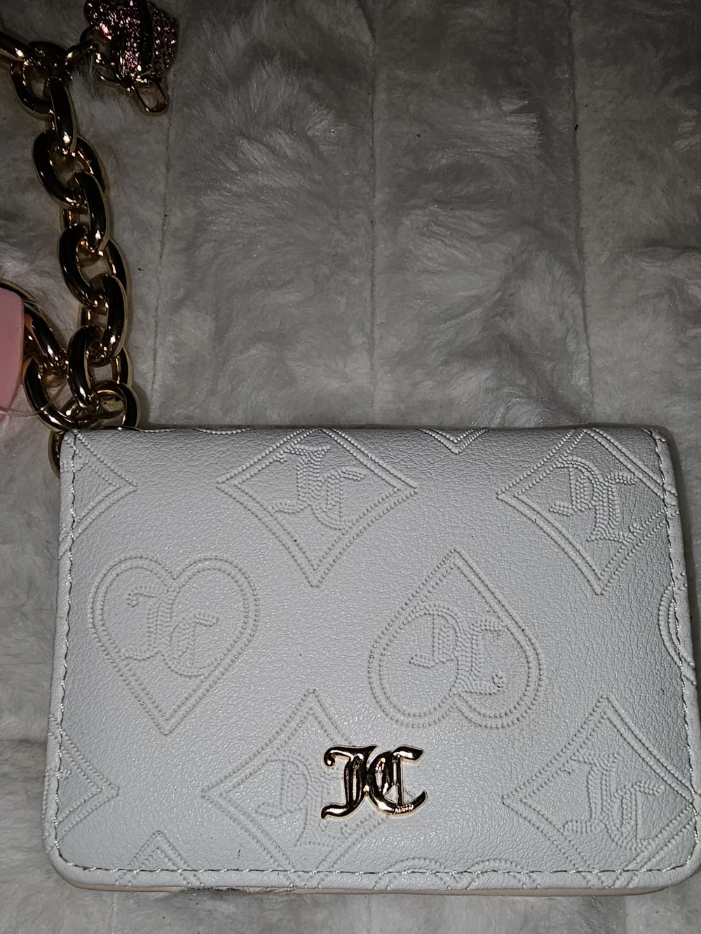 Juicy Couture White Embossed Card & Charm Chain Holder